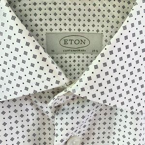 Mens ETON White Micro-diamond Button Down Dressshirt